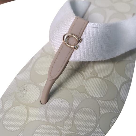 Coach Cream White Zoe Flip Flops Size 7B - Picture 3 of 5